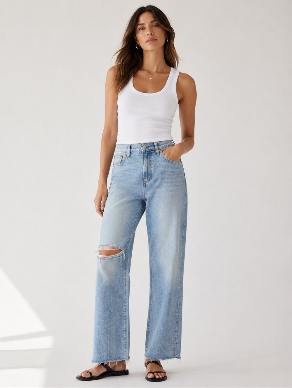 Simon Miller High Rise Straight Leg Jean 100% Cotton Raw Hem Distressed Size 29
